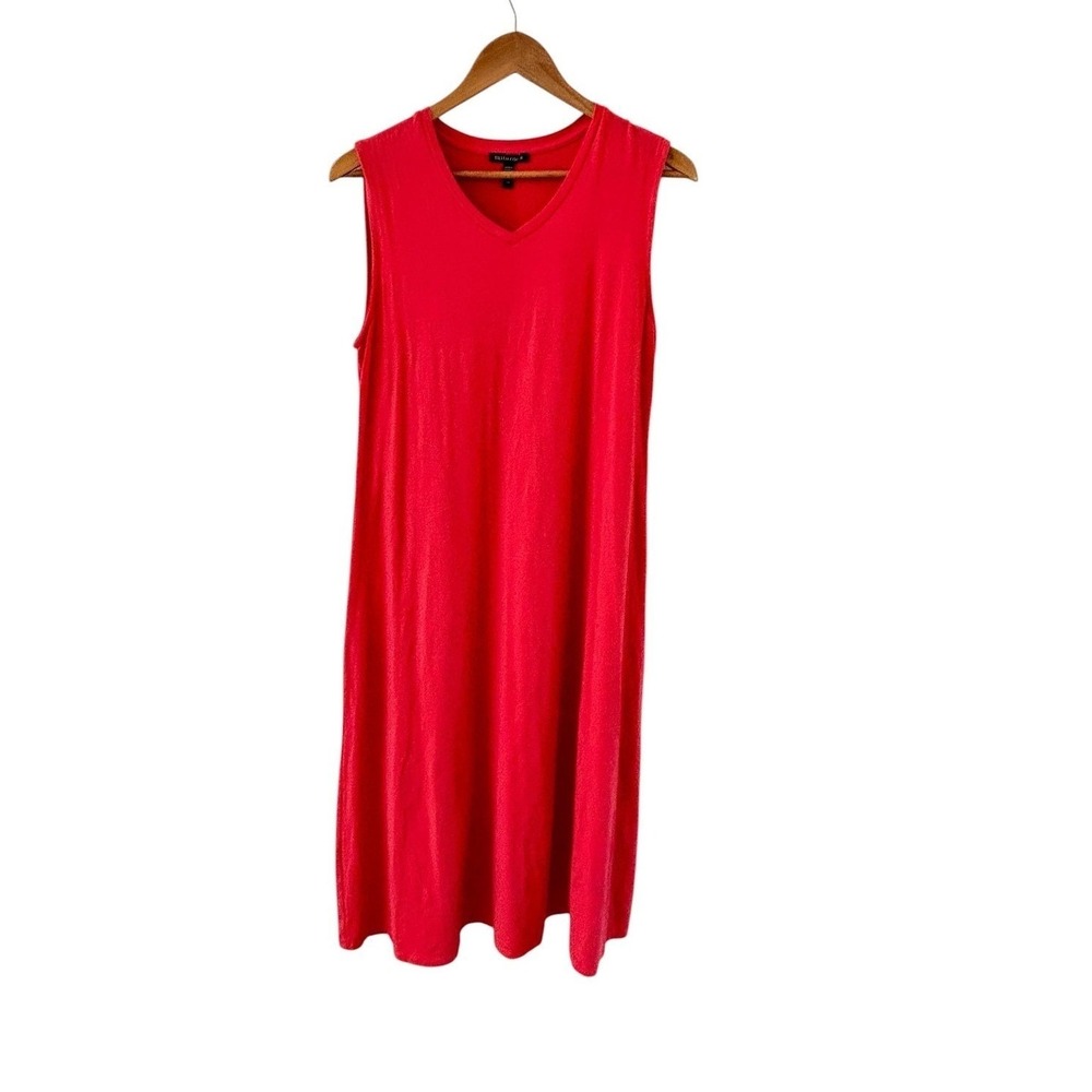 Eileen Fisher Jersey Tank Midi Dress Womens S Red Minimalist Stretch Travel